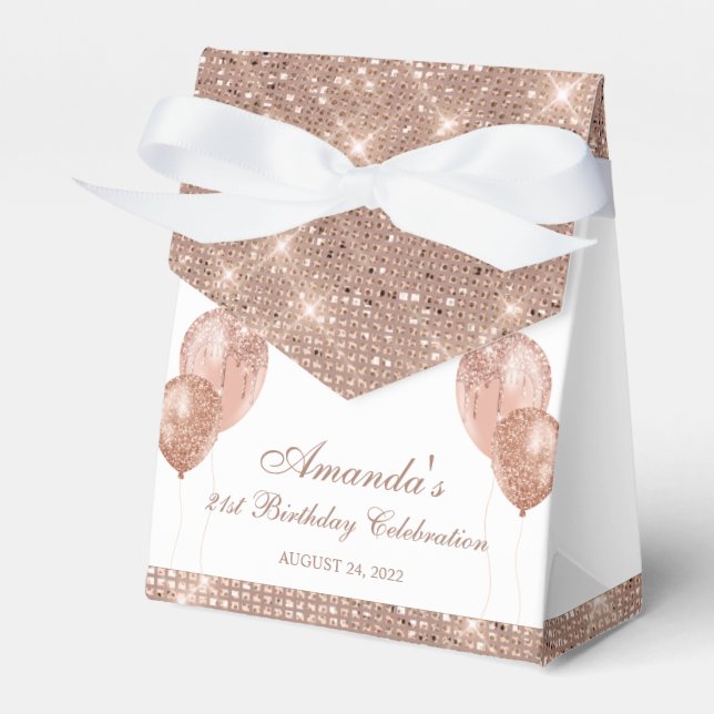 Customizable Glam White and Rose Gold Favor Box (Front Side)