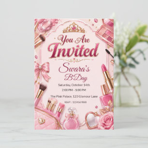 Customizable Glamour Makeup Birthday Invitation