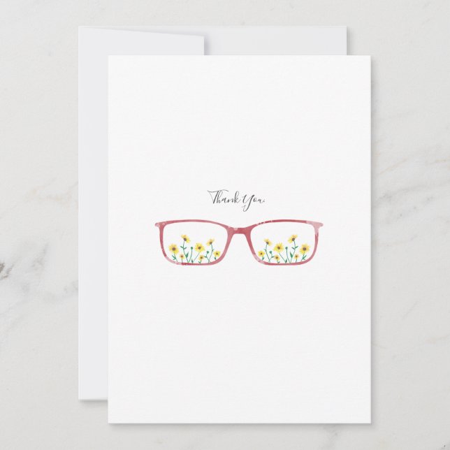 Customizable Glasses and Daisies Greeting Card (Front)