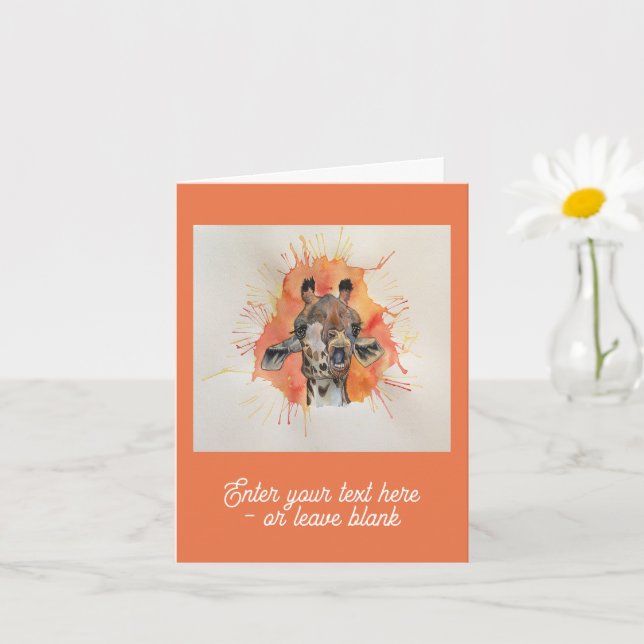 Customizable Gobsmacked Giraffe Greetings Card (Small Plant)