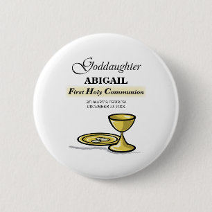 Customizable, Goddaughter First Communion Chalice 2 Inch Round Button