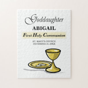 Customizable, Goddaughter First Communion Chalice Jigsaw Puzzle