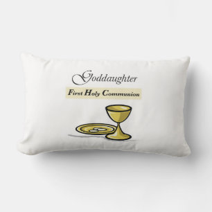 Customizable, Goddaughter First Communion Chalice Lumbar Pillow