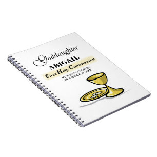 Customizable, Goddaughter First Communion Chalice Notebook