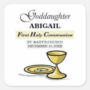 Customizable, Goddaughter First Communion Chalice Square Sticker