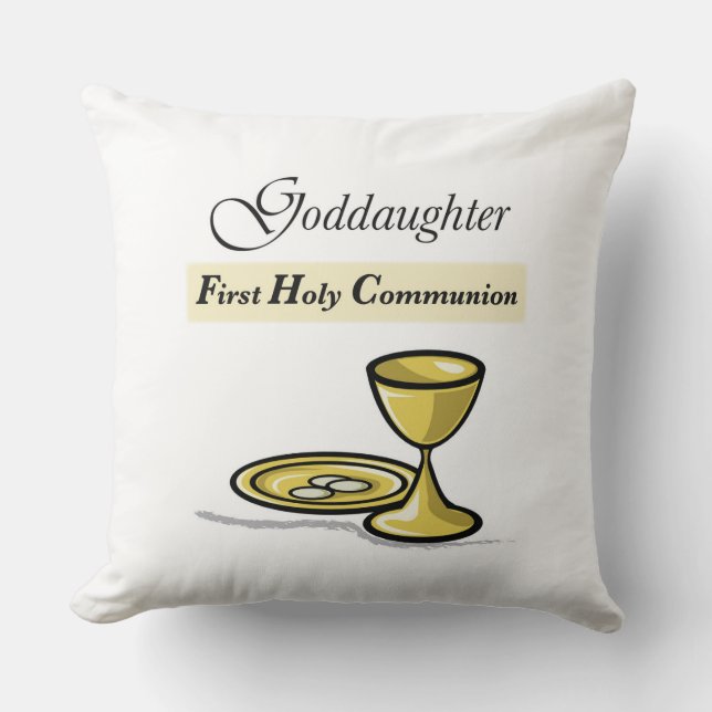 Customizable, Goddaughter First Communion Chalice Throw Pillow (Front)