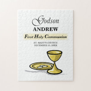 Customizable, Godson First Communion Chalice Jigsaw Puzzle