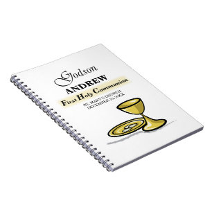 Customizable, Godson First Communion Chalice Notebook