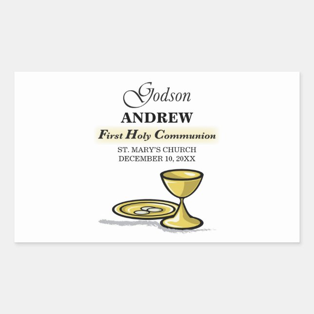Customizable, Godson First Communion Chalice Sticker (Front)