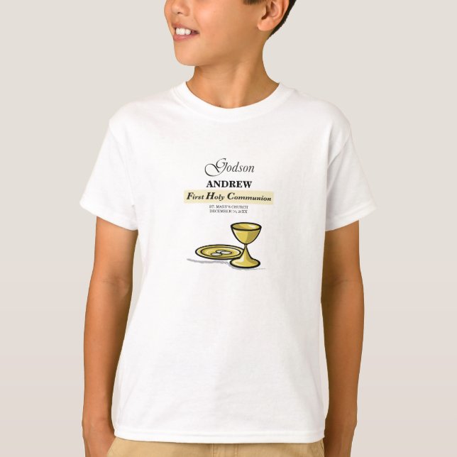 Customizable, Godson First Communion Chalice T-Shirt (Front)