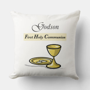 Customizable, Godson First Communion Chalice Throw Pillow