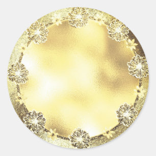 Customizable Gold Background Template Classic Round Sticker