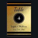 Customizable Gold/Black WEDDING TABLE NUMBER CARD<br><div class="desc">TABLE NUMBER CARD
Modern Style
Gold/Black/White
Customizable Names/Font/Colour</div>