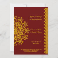 Customizable Gold Dark Red Mehendi Henna Indian