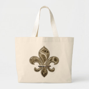 Customizable Gold Fleur de Lys Canvas Tote