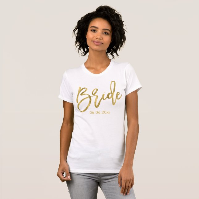 Customizable Gold Foil Effect Bride Shirts (Front Full)