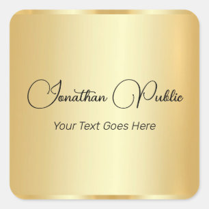 Customizable Gold Look Calligraphy Script Template Square Sticker