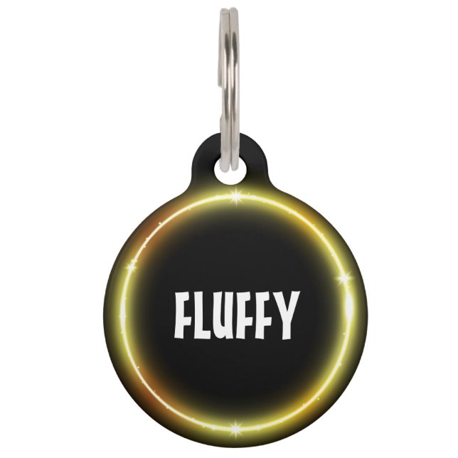 Customizable gold neon pet tag (Front)