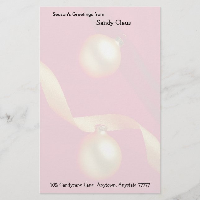 Customizable Gold Ornaments Stationery (Front)
