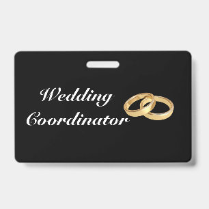 Customizable Gold Rings Wedding Coordinator Badge