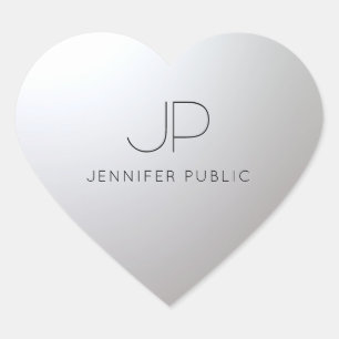 Customizable Gold Silver Template Initial Monogram Heart Sticker