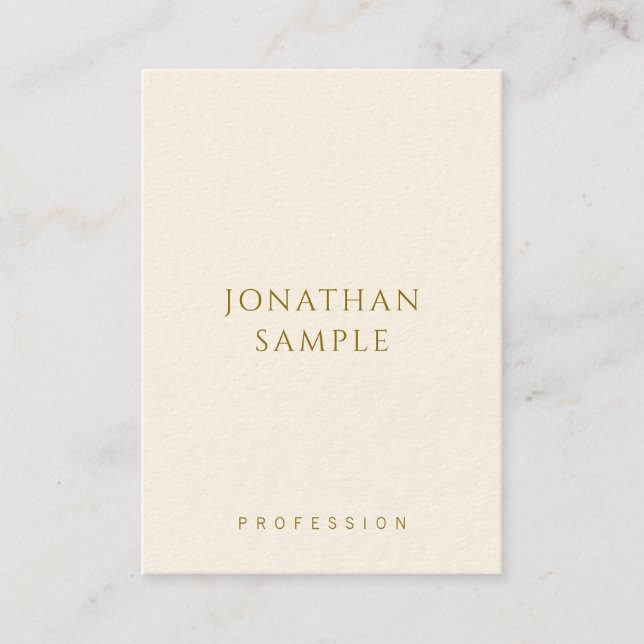 Customizable Gold Text Elegant Template Vertical Business Card (Front)