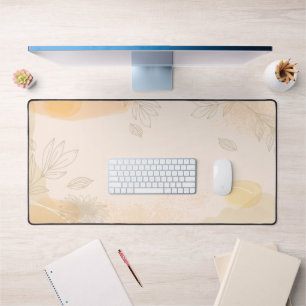 Customizable Gold Tropical Leaf Abstract Desk Mat