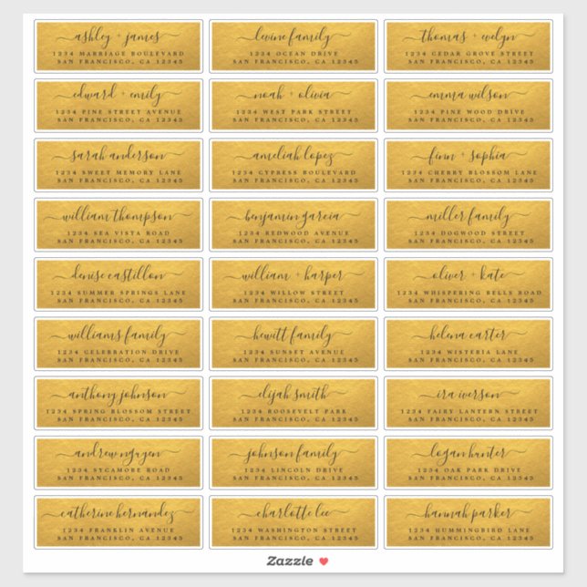 Customizable Gold Wedding Guest Address Labels (Sheet)