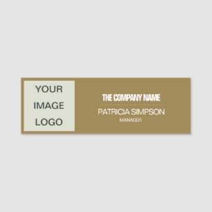 Customizable Golden Brown: Company Logo Name Title Tag