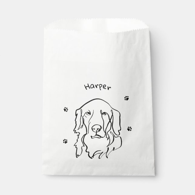 Customizable Golden Retriever Line Art Favour Bag (Front)