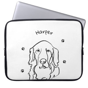 Customizable Golden Retriever Line Art Laptop Sleeve