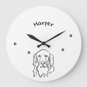 Customizable Golden Retriever Line Art Large Clock