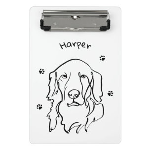 Customizable Golden Retriever Line Art Mini Clipboard