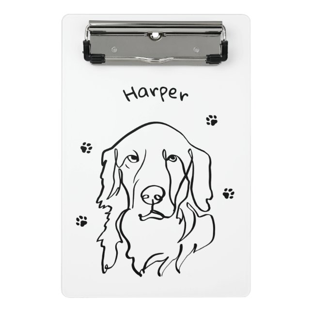 Customizable Golden Retriever Line Art Mini Clipboard (Front)