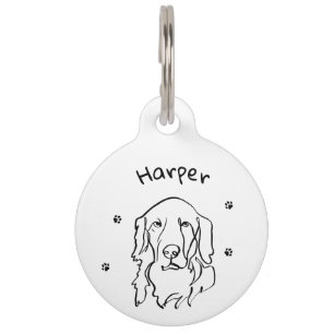 Customizable Golden Retriever Line Art Pet Tag