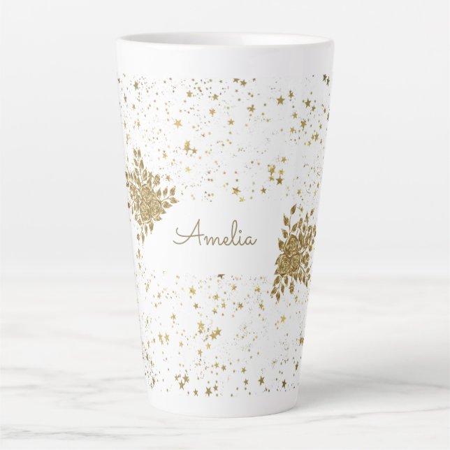 Customizable Golden Sparkle Latte Mug (Front)