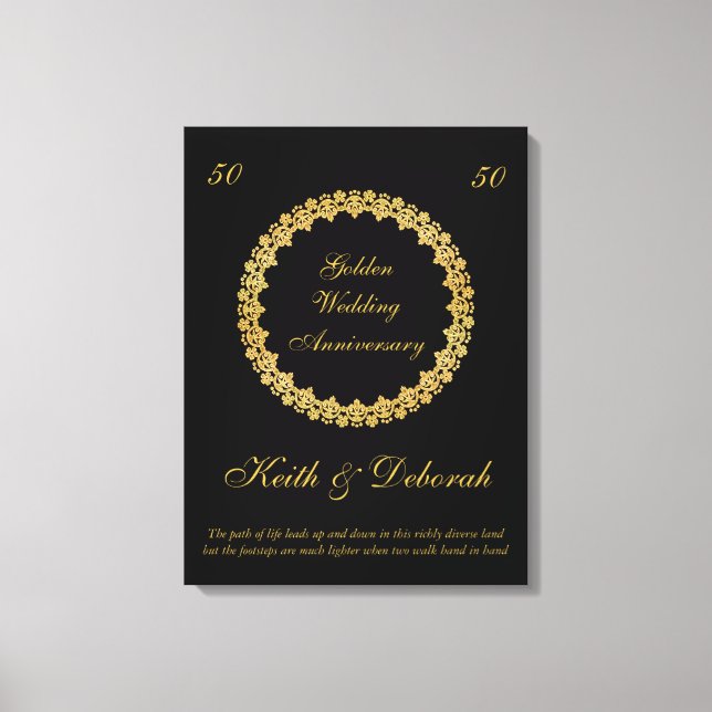 Customizable Golden Wedding Anniversary Canvas Print (Front)