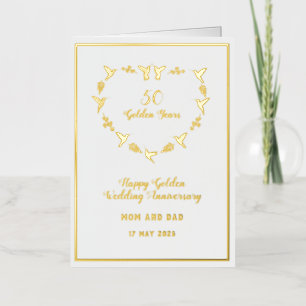 Customizable Golden Wedding Anniversary Foil Greeting Card