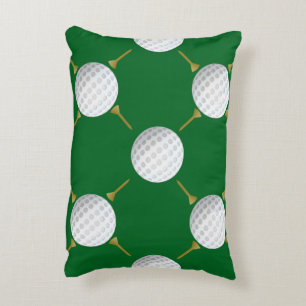 Customizable Golf Ball and Tees on Green Accent Pillow