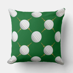 Customizable Golf Ball and Tees on Green Throw Pillow