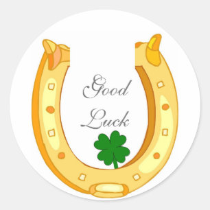 Customizable Good Luck Horseshoe Classic Round Sticker