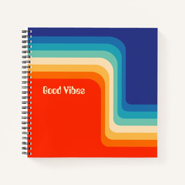 Customizable Good Vibes 70s Ombre Notebook (Front)