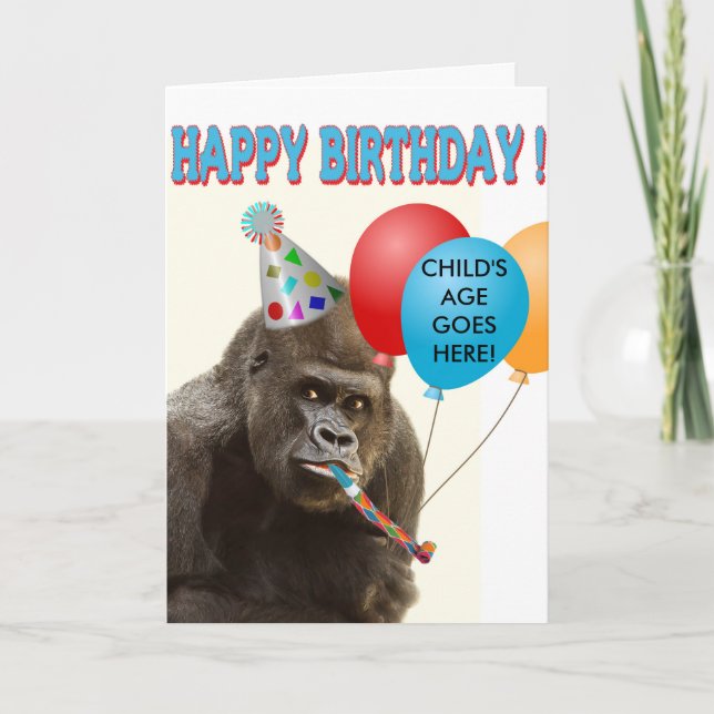 Customizable Gorilla Birthday Card (Front)