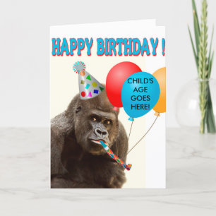 Customizable Gorilla Birthday Card