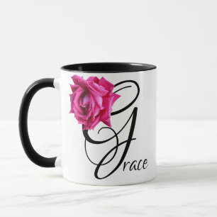 Customizable Grace name pink rose floral boho Mug