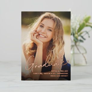 Customizable Graduate photo Class year University Foil Holiday Card