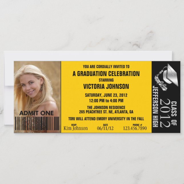 Customizable Graduation Admission Ticket Invite (Front)