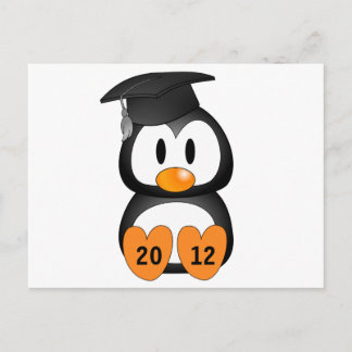 Customizable Graduation Penguin Announcement Postcard