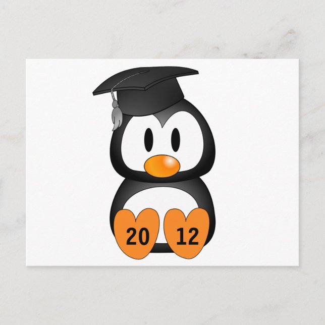 Customizable Graduation Penguin Announcement Postcard (Front)