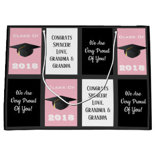 Customizable Graduation Pink Large Gift Bag